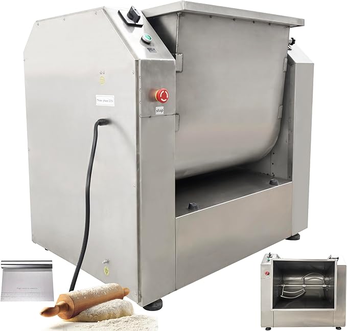 INTSUPERMAI 220V Commercial Dough Mixer Machine 50 KG Kneading Capacity 75L Electric Food Flour Mixer 4000W/5.36HP for Dough Mixing Kneading for Schools Bakeries Restaurants Pizzerias