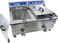 26L/27.4QT Commercial Deep Fryer with Oil Filtration and Timer, 120V Electric Deep Fryer with 2 Baskets and Lids, Countertop Commercial Fryer for Restaurant 3500W