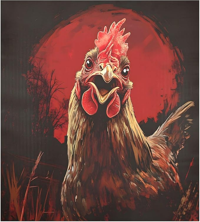Rooster Face Oil Painting Dishwasher Magnet Cover Magnet Sticker for Kitchen 23x26in Dish Washer Magnet Cover Refrigerator Magnets Panel Decal Pad