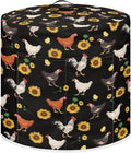 Insulated Pressure Cooker Appliance Cover, Also Fit for Rice Cooker, Air Fryer and Crock Pot, 3 Qt Dust Cover with Pocket for Spoon/Cooking Utensils/Recipes, Chicken Sunflower Black
