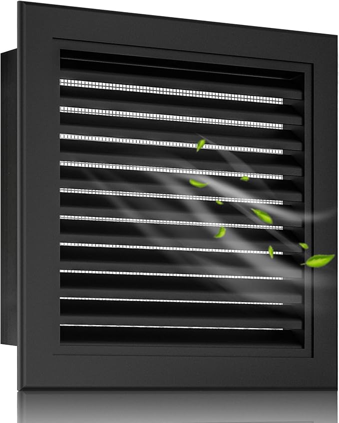 14" x 14" Aluminum Gable Vent with Screen - Stylish Louvered Vents for Effective Attic and Shed Ventilation, Heat Dissipation & Condensation Prevention - Vent Opening: 12" x 12"