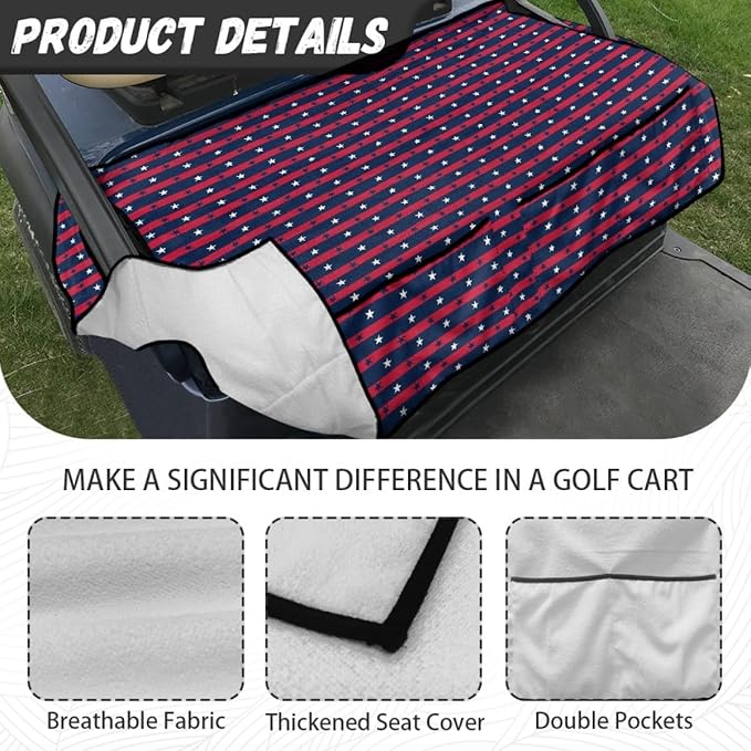 Golf Cart Seat Cover Cushion with Sweat Absorbing Fabric and Secure Fit for Golf Course and Utility Use