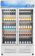 IDEALHOUSE Commercial Refrigerators, 26.8 Cu.Ft Beverage Cooler, Commercial Fridge with Glass Door Display, LED Light Adjustable Shelves Drink Cooler for Restaurant Grocery Store Home, White
