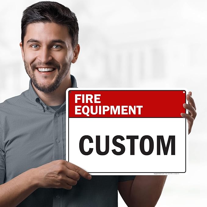 Custom Fire Equipment Sign, Ansi Sign, Osha Compliant, 10x14 Inches, 55 mil thick HDPE (high density polyethylene), Made in USA by My Sign Center