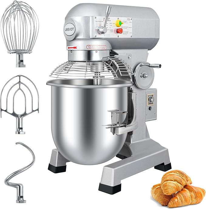 30 Qt 1250W Commercial Food Mixer, Commercial mixer 3 Speeds Adjustable Heavy Duty Stand Mixer with Stainless Steel Bowl for Bakery Pizzeria.