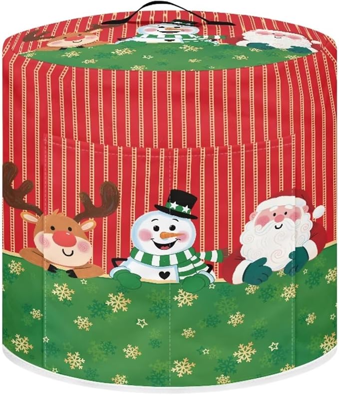 Christmas Decorative Kitchen Appliance Protector Dust Cover Universal Size 6 Quart Pressure Cooker/Air Fryer/Rice Cooker Dust Cover with Top Handle and Pocket