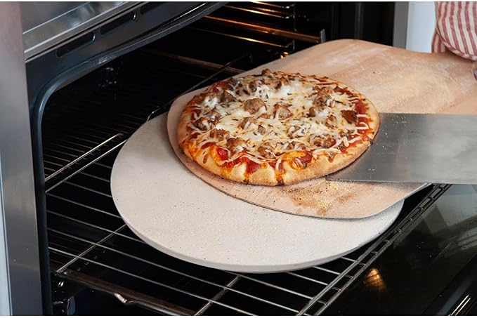 FibraMent-D Premium 13-5/8" x 3/4" Round Pizza Stone, Perfect for Home Ovens Bread, Pastries- Commercial Grade Delivering Superior Heat Retention and Even Cooking - Ranked 'BEST OVERALL PIZZA STONE'
