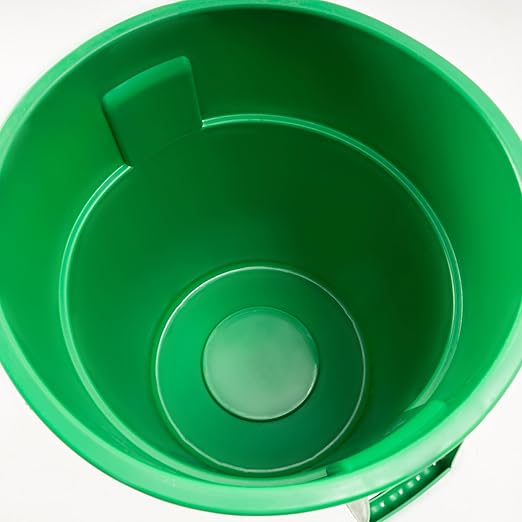 PRO&Family Commercial Round Trash Can, Ingredient Bin, Heavy-Duty Plastic, Anti-Static, Kitchen, Office, Outdoor Use (Green, 55 Gallon)