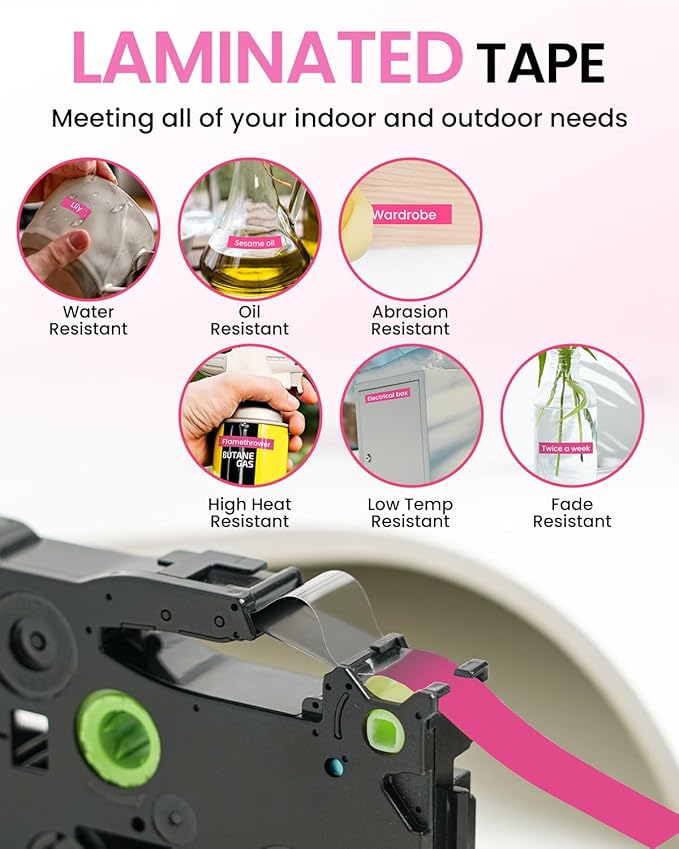 Replacement for Brother P Touch Label Tape White on Berry Pink TZe-MQP35 12mm 0.47'' Laminated TZe TZ Label Maker Tape, Compatible with PT-D210 PT-D220 PT-H110 PT-D400 PT-D410 PT-D600, 2-Pack