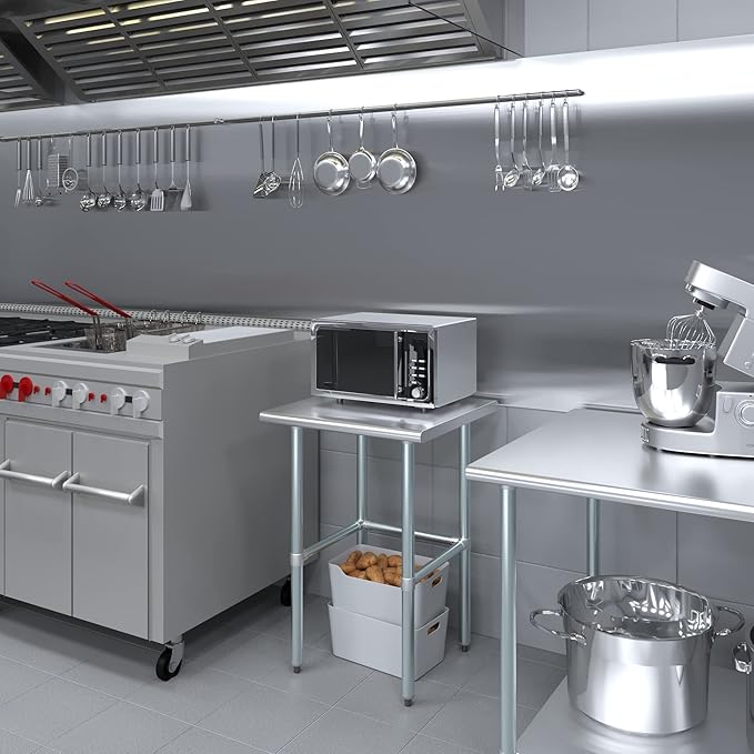 AmGood Stainless Steel Work Table Open Base | NSF Kitchen Island Food Prep | Laundry Garage Utility Bench (24" Long X 24" Deep)