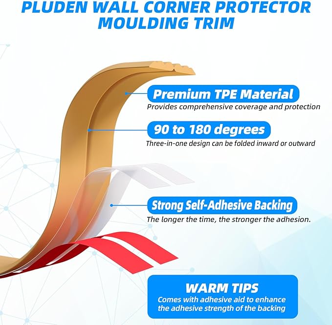 20FT Flexible Wall Corner Protector Moulding Trim, Peel and Stick Inside & Outside Wall Corner Guards Edge Protector,Self Adhesive Molding Trim Strip for Edge Ceiling