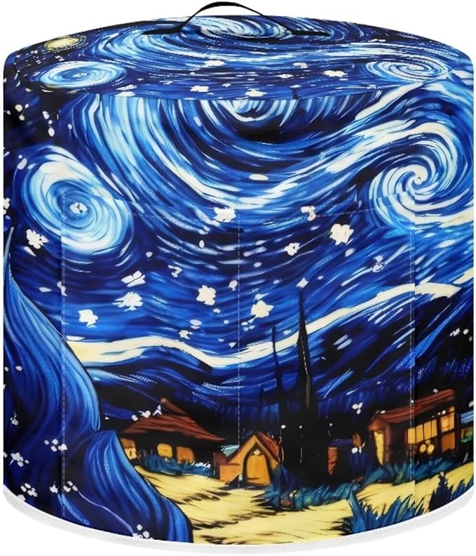 Starry Night 3D Printed Pressure Cooker Cover with Handle and Pocket Dust Cover for Rice Cooker, Instant Pot, Air Fryer, Durable and Washable, Dust Proof for Small Electric Appliance