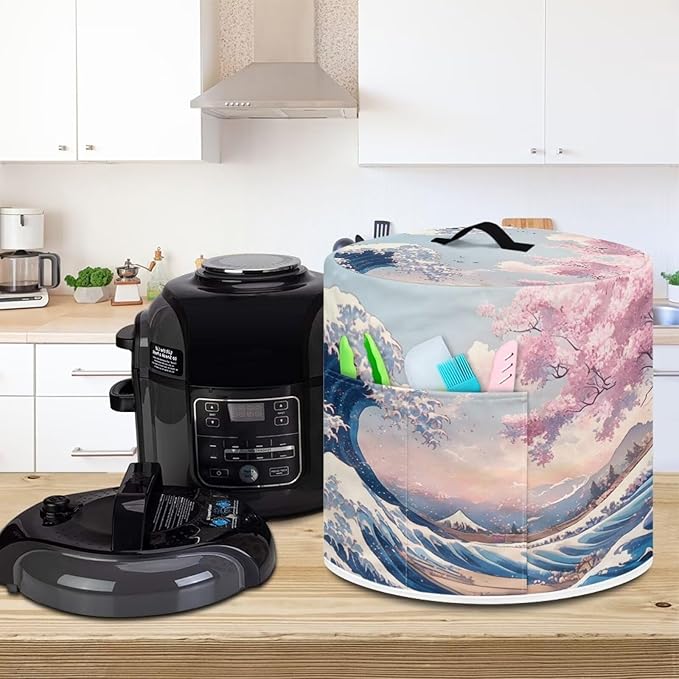 Starry Night Air Fryer Cover Dust Cover Compatible with 3 Quart Instant Pot, Dust Protection Insulated Kitchen Appliance Cover with Top Handle & Pockets for Home Decoration