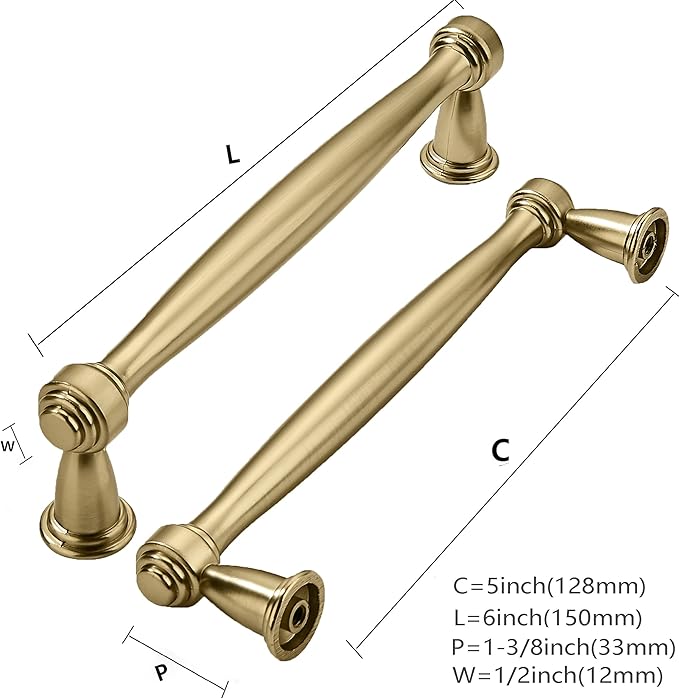 khtumeware 10 Pack 5 Inch(128mm) Champagne Bronze Cabinet Pulls Champagne Brass Kitchen Cabinet Handles Kitchen Cabinet Hardware for Cupboard Drawer Handles Dresser Pulls