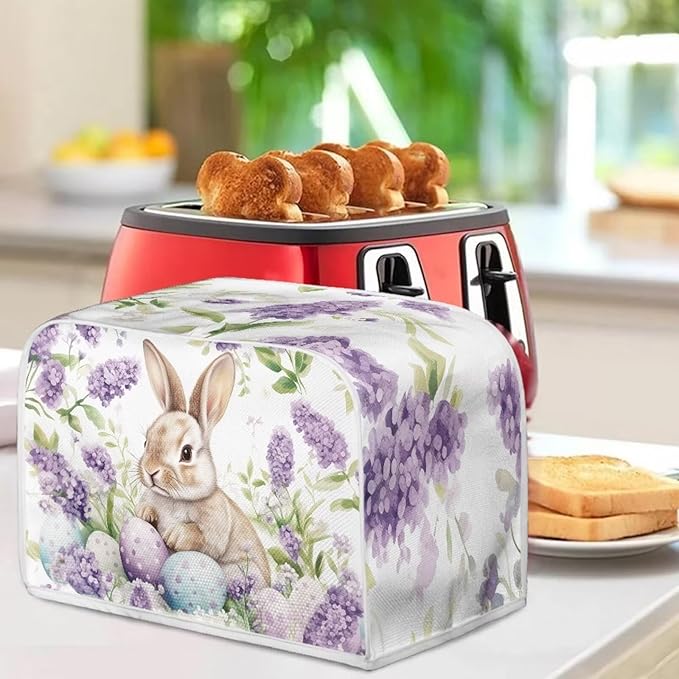 Easter Egg Bunny Print Toaster 2 Slice Cover Dust Fingerprint Protection Universal Size Kitchen Appliance Waterproof Cover