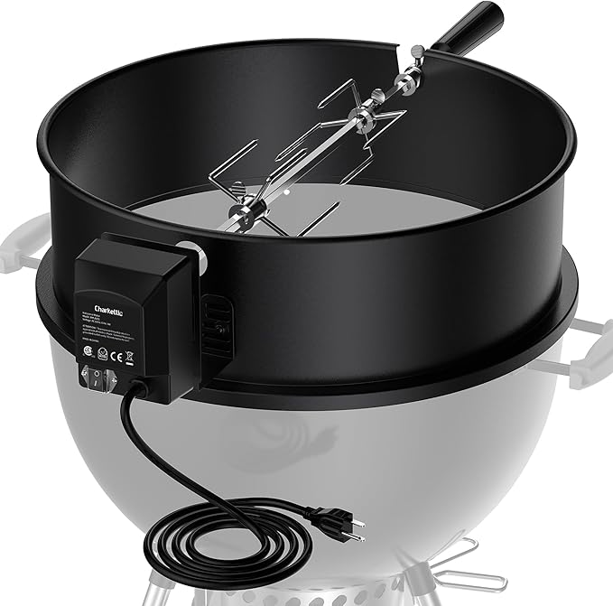 Skyflame Charkettle Rotisserie Ring Kit Compatiable with Weber 18" Charcoal Kettle Grills and Other Similar Kettle Grills, Black Coated Steel BBQ Grill Rotisserie Kit