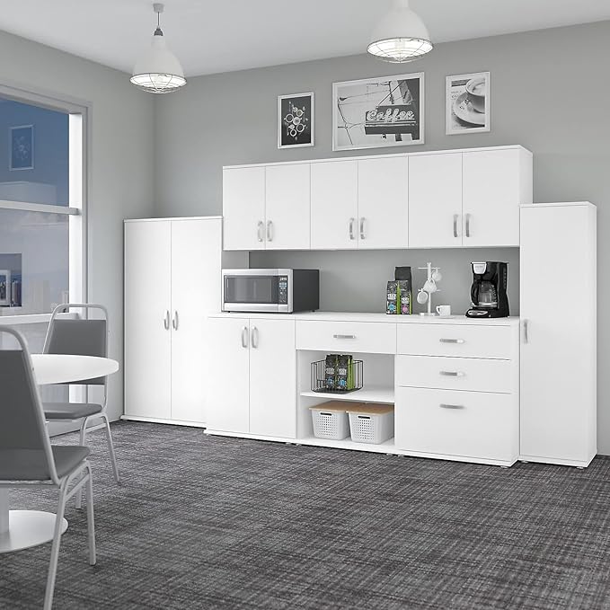 Bush Business Furniture Universal Wall Cabinet with Doors and Shelves in White, Versatile Home Organizer, Office Storage Unit and Adjustable Shelving