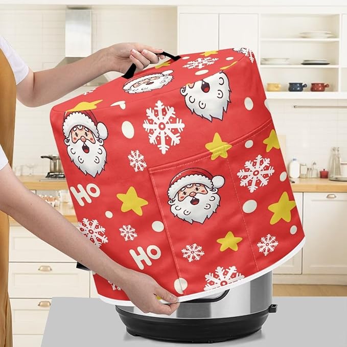 Ho Ho Ho Santa Claus Dust Cover Instant Pot and Extra Accessories Dust Proof Easy to Clean Pressure Cooker Cover Electric Appliance Cover Air Fryer Accessories with Storage Pocket SizeS