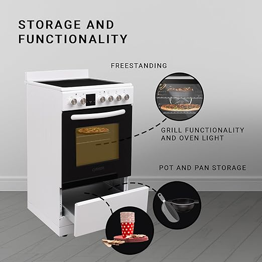 Equator 24" Electric Range in White, Ceramic Cooktop, Convection Oven & Air Fry Function – Compact Freestanding Stove for Baking, Broiling, Grilling, Air Frying & Everyday Cooking