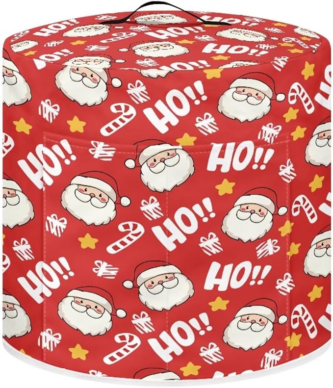 Christmas Hohoho Santa Claus 8 Quart Pressure Cooker Air Fryer Rice Cooker Dust Cover with Top Handle and Storage Pockets Kitchen Appliance Dust Protector Cover