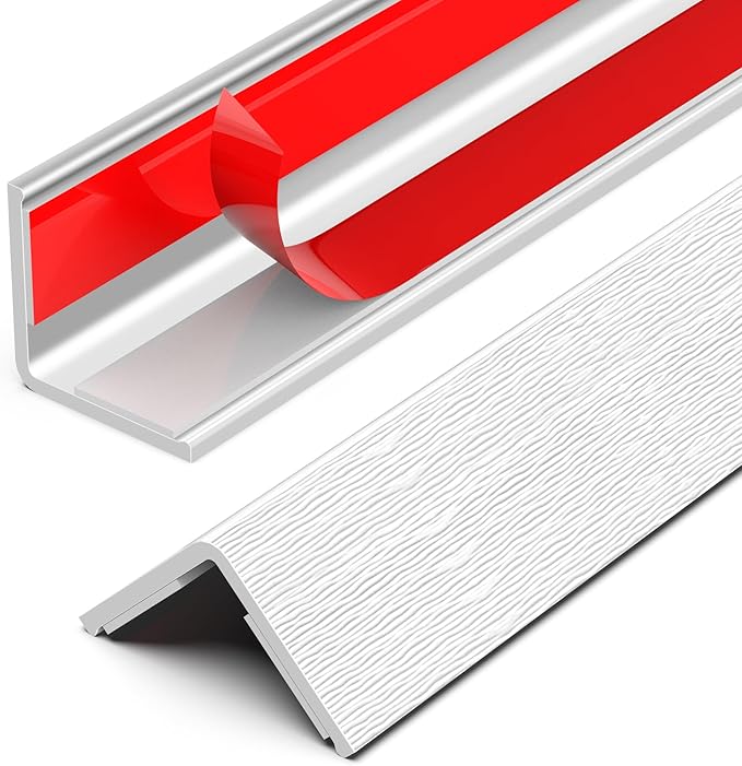 ‎Frychee Wall Corner Protector, Walls Edge Protector，Self-Adhesive Wall Corner Guards,PVC Double Side Edge Protector， Furniture Stairs Guard (White Wood Grain 2PCS 90cm/35.4in)