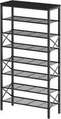 8 Tier Shoe Rack, Large Capacity Shoe Storage Organizer Holds 32 Pairs, Sturdy and Stable, for Entryway, Hallway, Closet, Dorm Room, Black SS08BB