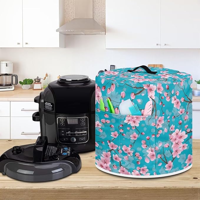 Dust Cover for 8 Quart Air Fryer and Electric Pressure Cooker with Pocket, Dust-Proof Cover for Electric Appliance, Small Appliance Covers Accessories Cherry Blossom
