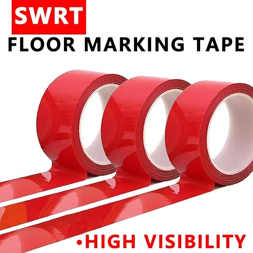 SWRT 2" x 110FT Red Floor Marking Tape and Dance Splicing Tape, Caution Gym Floor Tape Warning Safety Stripe Tape for Floor Marking, Athletics, School, Restaurants, Equipment and More
