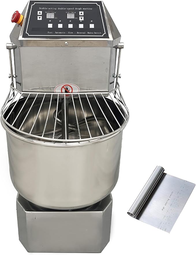 TECHTONGDA Commercial Stand Mixer, 30L Electric Dough Mixer, Double Action Double Speed Dough Kneading Machine with Security Shield & Speed Time Control, Perfect for Bakery Pizzeria, 110V 1500W
