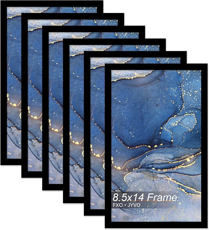 8.5 x 14 Picture Frame Set of 6, Black Frame for 8.5x14 Inch Picture Poster Photo, Light Weight and High Transparent 8.5 by 14 Frame for Wall - 6 Pack/Black/8.5"x14"