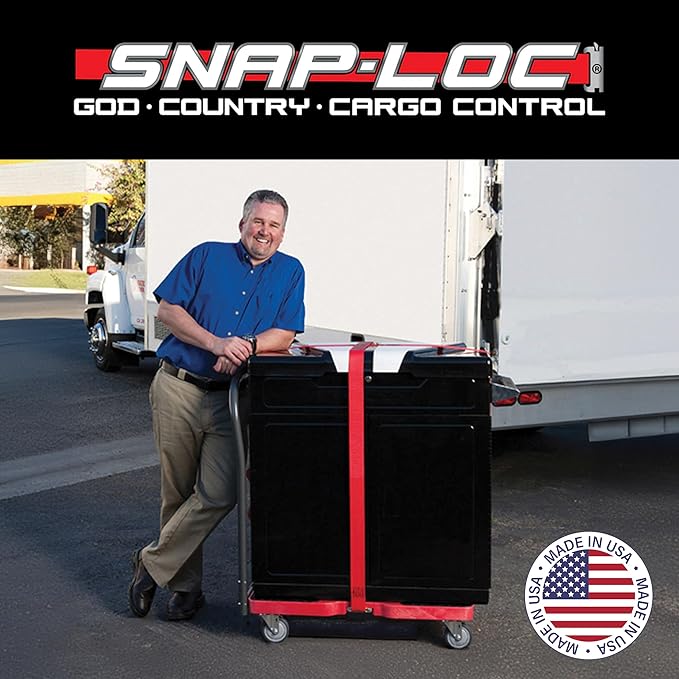SNAP-LOC, Heavy Duty Moving Dolly 4 Wheels, 1,500 lb, OPS Dollies for Moving Cargo with Steel Frame, E Strap Attachment Included, Made in USA, Black