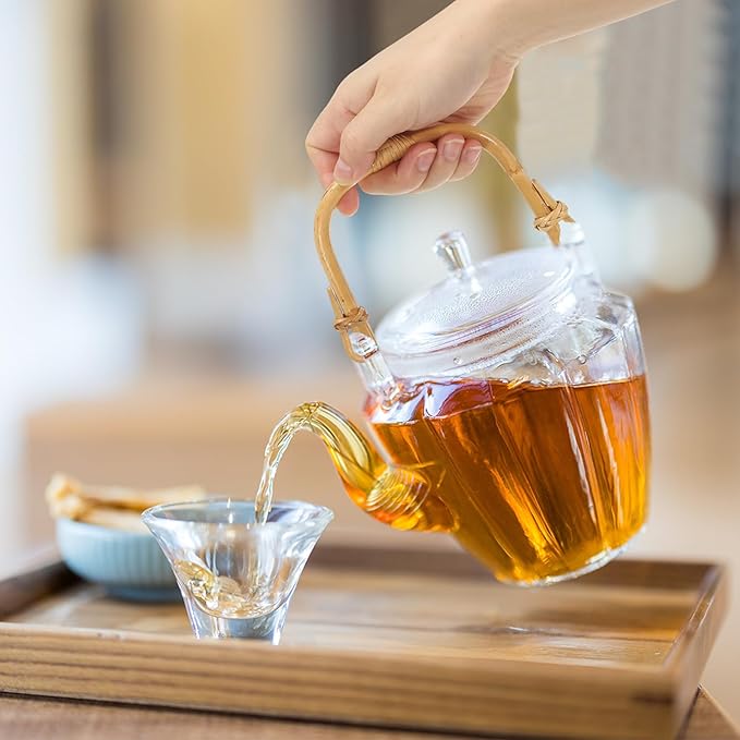 uxcell Bamboo Teapot Handle U-Shape Handle Replacement for Span 4.3-5.1 Inch Ceramic Pottery Tea Pots Tea Kettle Accessories Supplies, Rattan Winding