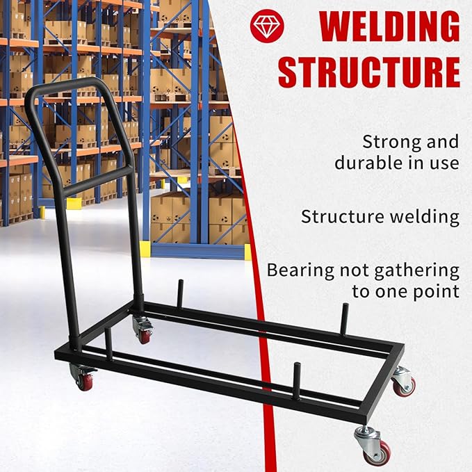 Folding Chair Dollies,Steel Folding Chair Storage Cart,L-Shaped Chair Rack Trolley for Commercial,Home Kitchen,Flat Stacking Plastic Resin