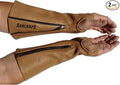 Arm Chaps Leather Protective Sleeves Arm Guard - Prevent Cuts, Scratches & Bruises - Genuine Cowhide - Ideal for Gardening & Construction - Left & Right Form-Fitting. Brown (1 Pair/X-Large).