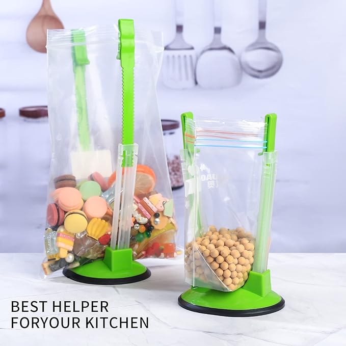 4 Pcs Baggy Rack, Freezer Bag Holder Stand, Adjustable Food Storage Holders, Plastic Food Prep Bag/Zip Lock Bag Holder Stand, for Food Meal Prep Bag, Kitchen Gadget (4)