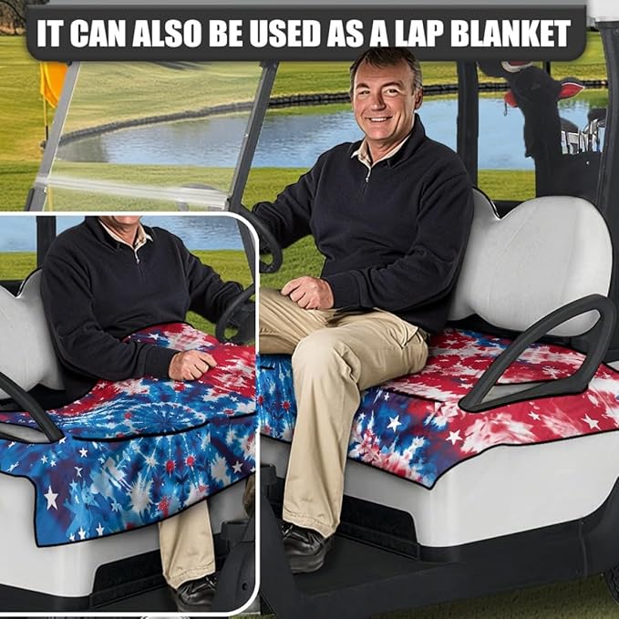 Golf Cart Seat Cover Cushion with Universal Fit, Featuring Breathable Fabric, Waterproof Protection and Secure Design for Long Outdoor Rides