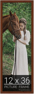 wallsthatspeak 12x36 Dark Walnut Rustic Pine Picture Frame for Puzzles Posters Photos or Artwork