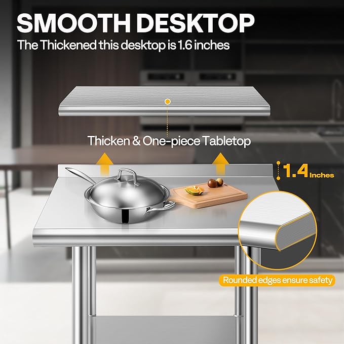 VIVOHOME 24 x 24 Inch Stainless Steel Work Table with Backsplash, Prep Commercial Table with Wheels for Restaurant, Hotel, Home and Warehouse