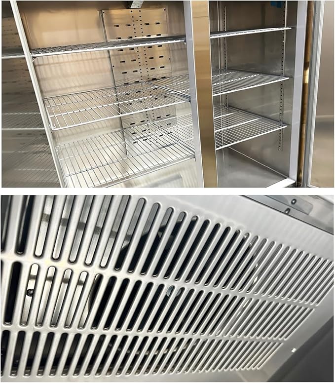 Commercial Freezer 2-Doors Solid Upright Reach in Two Section Stainless Steel NSF Certified 54" Width, Capacity 47Cuft, Restaurant Quality Kitchen -8°F Cold AKF-13781