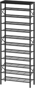 12 Tier Shoe Rack, Large Capacity Shoe Storage Organizer Holds 48 Pairs, Sturdy and Stable, for Entryway, Hallway, Closet, Dorm Room, Black SS12BB