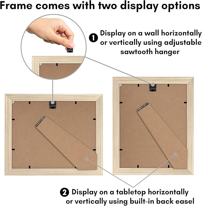 Americanflat 8x10 Picture Frame with Shatter-Resistant Glass - Use as 5x7 Frame with Mat or Display 8x10 Photo Without Mat - Signature Collection - Picture Frames for Tabletop and Wall - Natural Oak