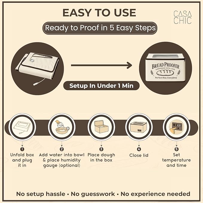 Bread Proofing Box - Folding Dough Proofer - Foldable Sourdough Warmer - 70-158°F Temp and 48H Timer Controller - Bread Making Kit with Dough Warming Box, Banneton Basket, Lame, Scraper, Metal Rack