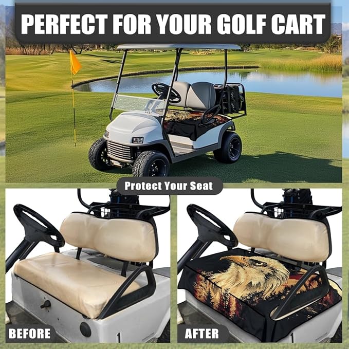 Golf Cart Seat Cover Cushion Designed for Comfort and Protection, Featuring Sweat Absorbing Fabric, Waterproof Lining and Secure Fit for Outdoor Use