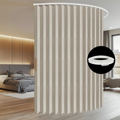 100% Blackout Room Divider Curtains - Total Privacy Curtain Panel, Thermal Insulated Noise Reduction Curtain for Bedroom Windows, Include Ceiling Curtains Track(Cream White, W100 x L108, 1 Pack)