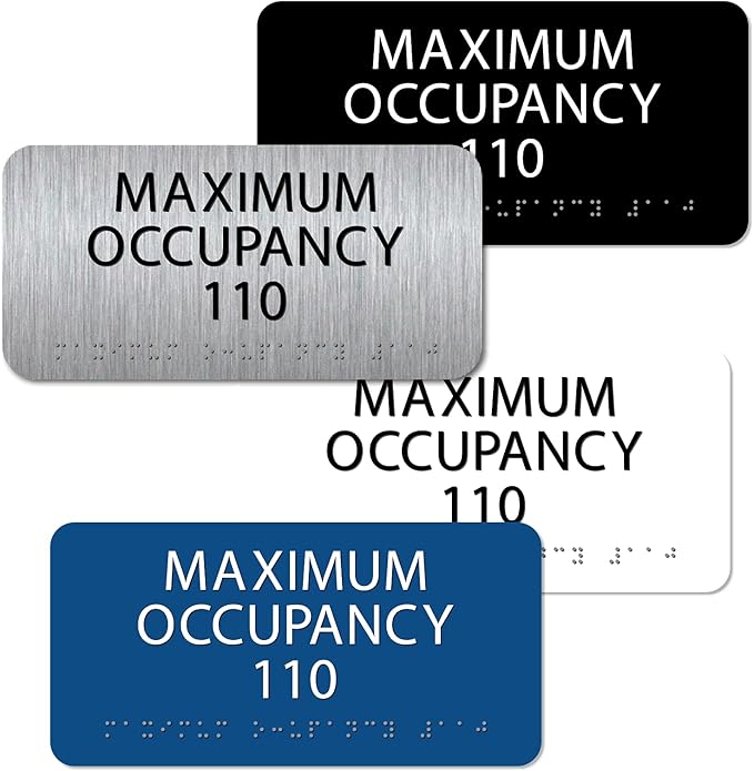 ALPHA DOG ADA SIGNS Custom Maximum Occupancy Sign 4x8 Inch - Personalized Room Capacity Limit Sign with Grade 2 Braille - ADA Compliant Business Signage - Made in USA - Brushed Stainless