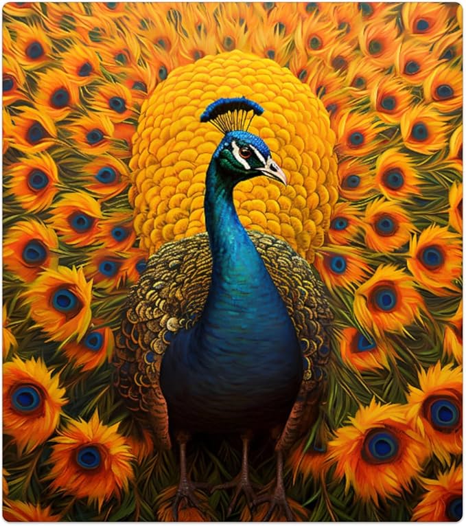 Peacock Sunflower Bright Dishwasher Magnet Cover, Reusable Refrigerator Panel Stickers Microwave Front Door Covers Magnets for Kitchen Home Appliances Holiday Party Decorations 23 X 26 in