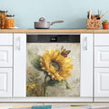 Floral Fall Sunflower Yellow Dishwasher Magnet Cover for Front Panel Magnetic Dishwasher Cover Decorative Refrigerator Magnet Covers Dishwashers Magnetic Sticker for Home Kitchen Decor, 23" x 26"