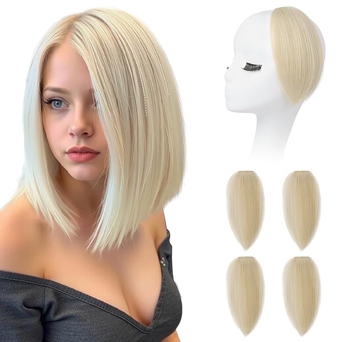 REECHO Clip in Hair Volumizer, Short Thick Clip in Hairpieces Adding Extra Hair Volume Extensions for Women with Thin Fine (Light Blonde, 8 Inch(Pack of 4))