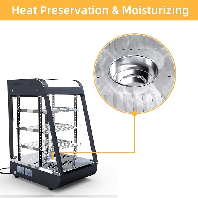 15" Commercial Food Warmer Countertop Pizza Warmers Display Pastry Patty Warmer Case for Buffet Restaurant Shop Heater Food Service L15'' x W19'' x H25''