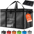 NZ home Insulated Bags for Food Delivery (3XL) Grocery Shopping Cooler Bag, Pizza Delivery, Hot & Cold Catering Tote, Reusable, Foldable & Heavy Duty (2 Pack, Black)